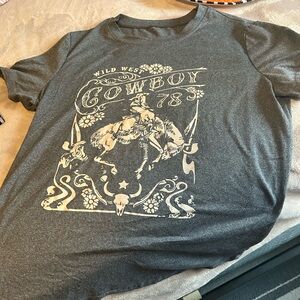 Gray Wild West Cowboy Graphic T-Shirt